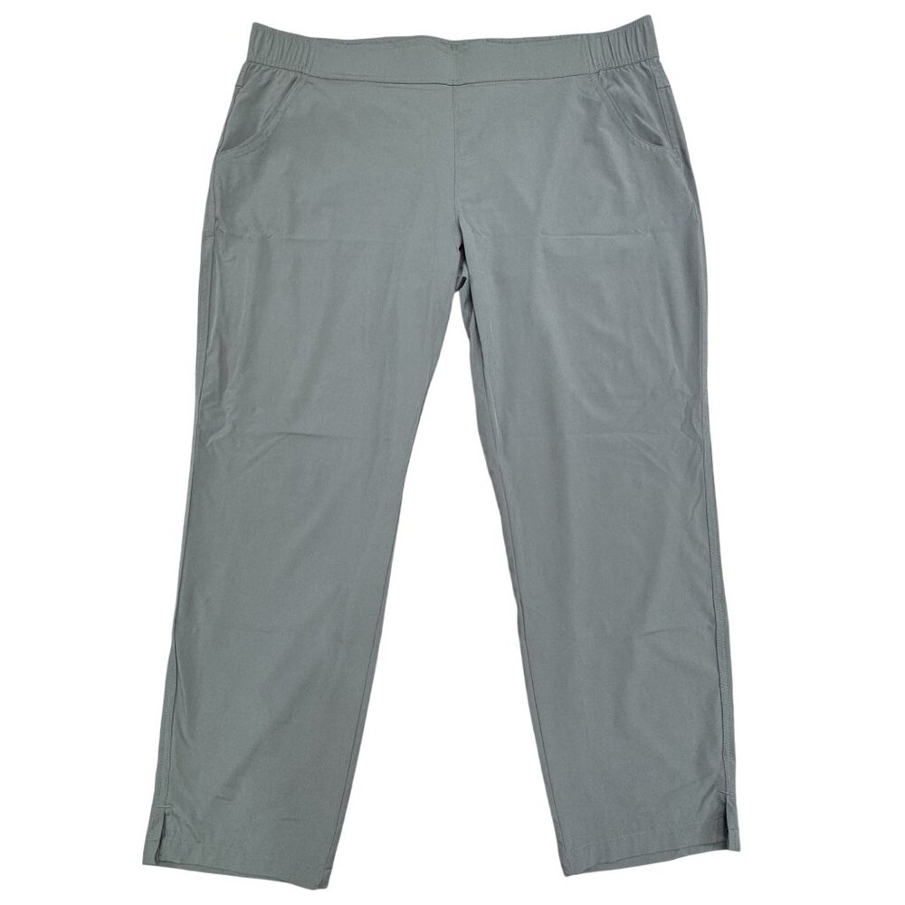 Eddie Bauer Womens Traveler Ankle Pants XL Green Lightweight Elastic Waist Hike - Picture 2 of 15